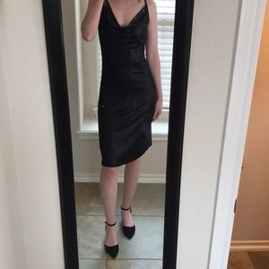 Sleek Black Cowl Neck Dress